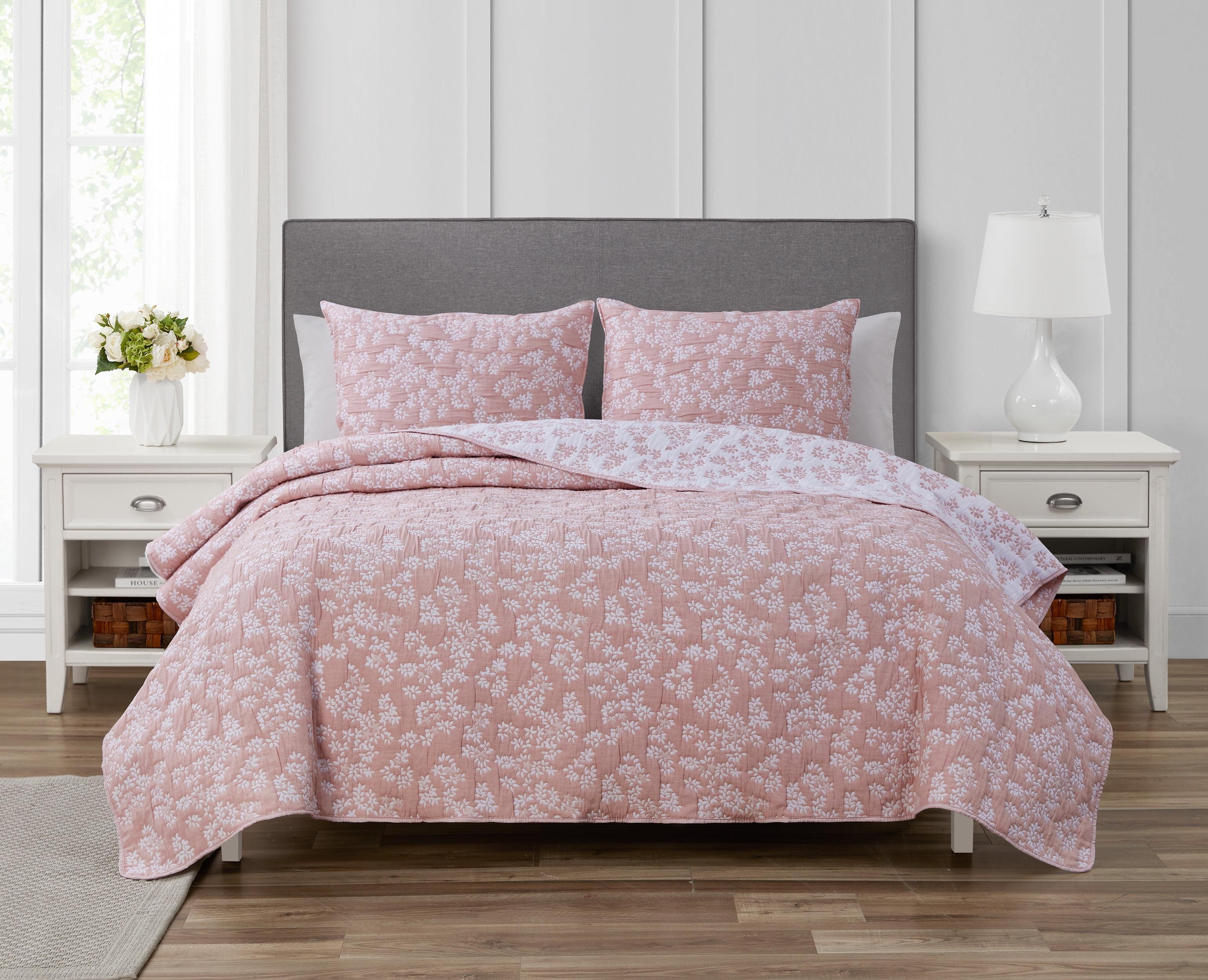 CEDAR COURT Annabella Floral All-Season Soft Woven Matelasse Jacquard Reversible Cotton Blend Quilt Set