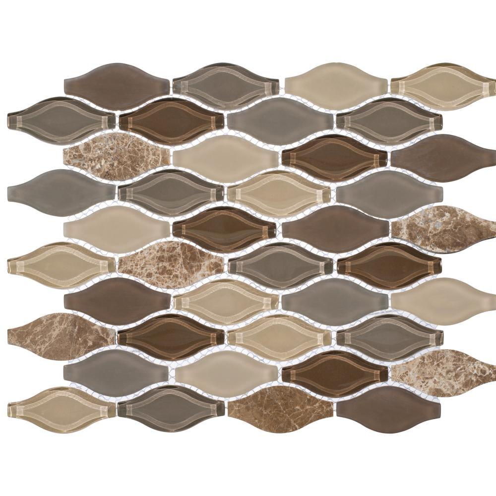 Annabelle Glass and Stone Arabesque Mosaic Kitchen Backsplash, Bathroom, Shower, Pool, Wall and Floor Tile