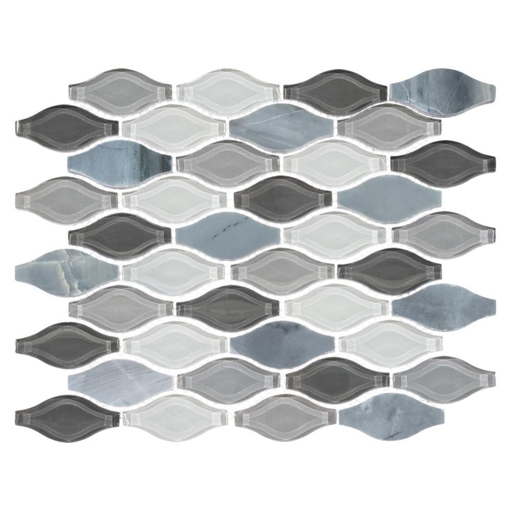 Annabelle Glass and Stone Arabesque Mosaic Kitchen Backsplash, Bathroom, Shower, Pool, Wall and Floor Tile
