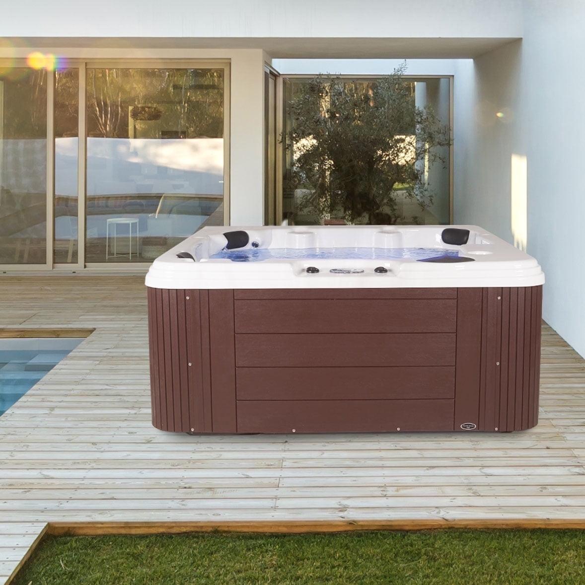 Aqualife® by Strong Spas® Annapolis™ 6-Person 50-Jet Lounger Hot Tub Spa with 2 Pumps, LED Lighting, Stainless Steel Heater and Ozonator, Insulated Cover Included