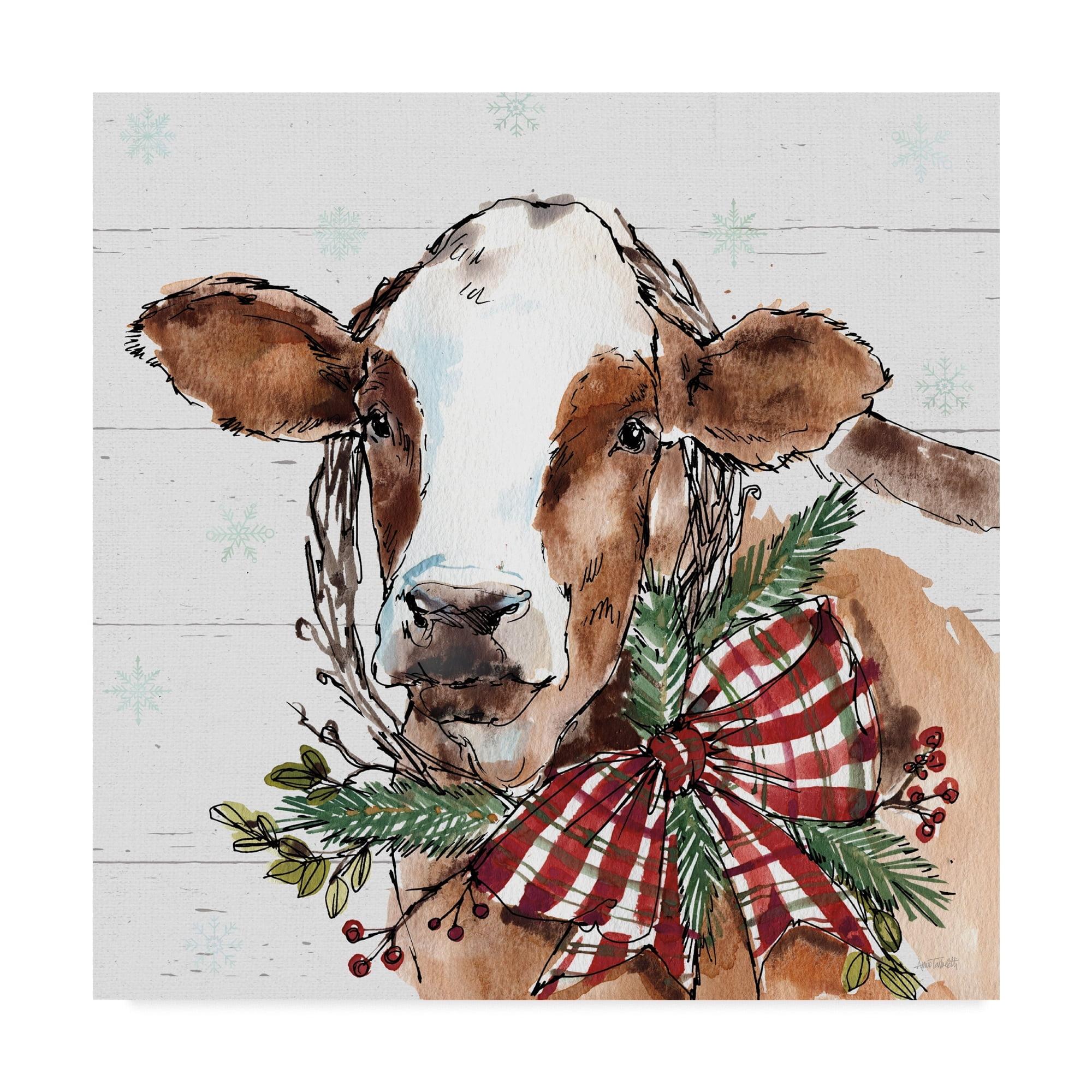 Trademark Fine Art -Anne Tavoletti 'Holiday On The Farm Viii On Gray' Canvas Art - 14''x14''