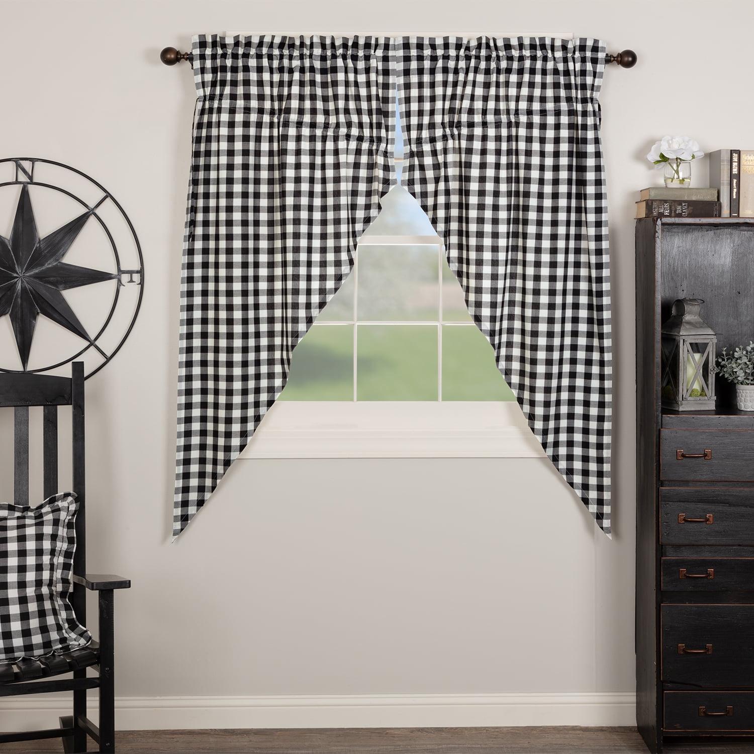 Black and White Cotton Buffalo Check 63" Window Panels