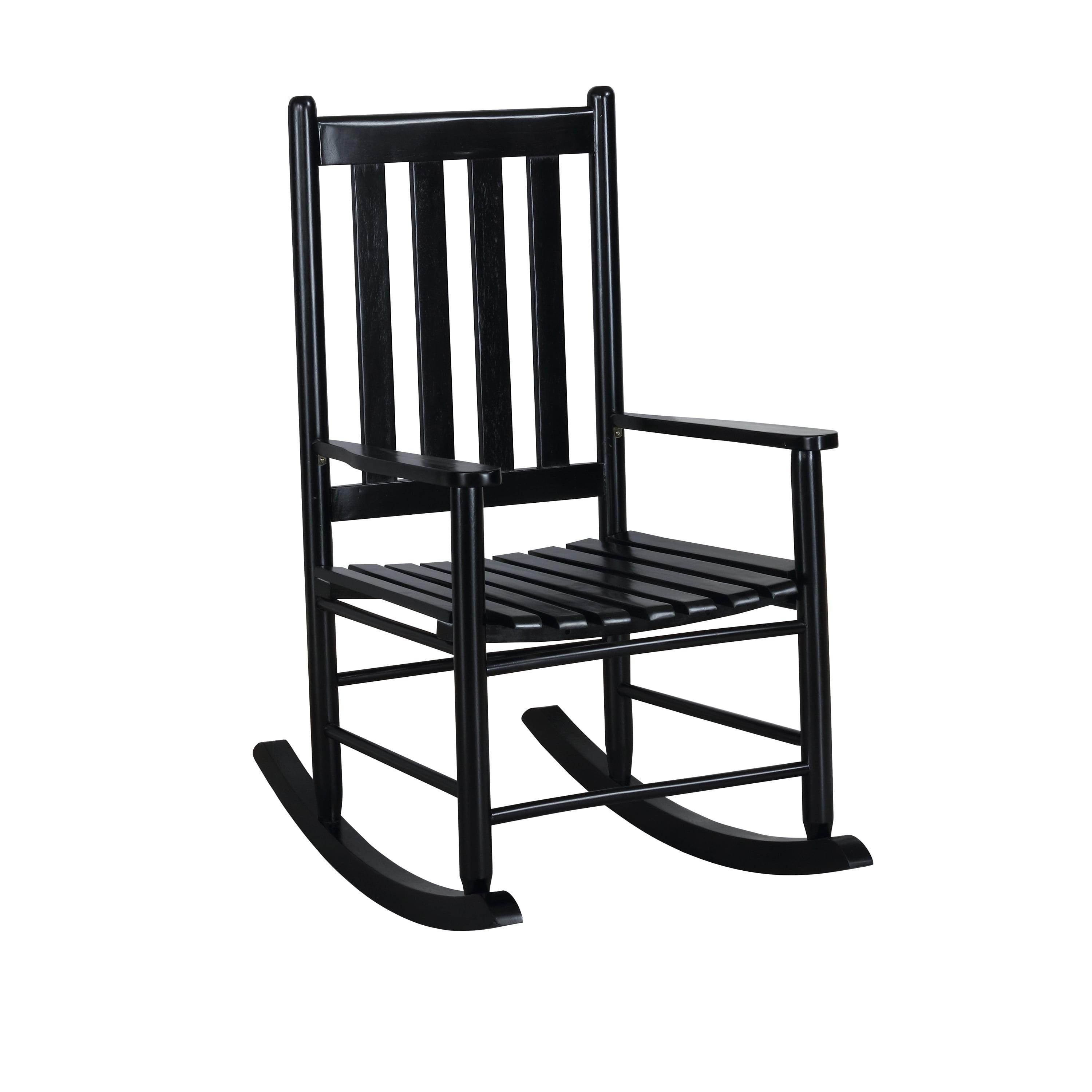 Transitional Black Acacia Wood Rocking Accent Chair