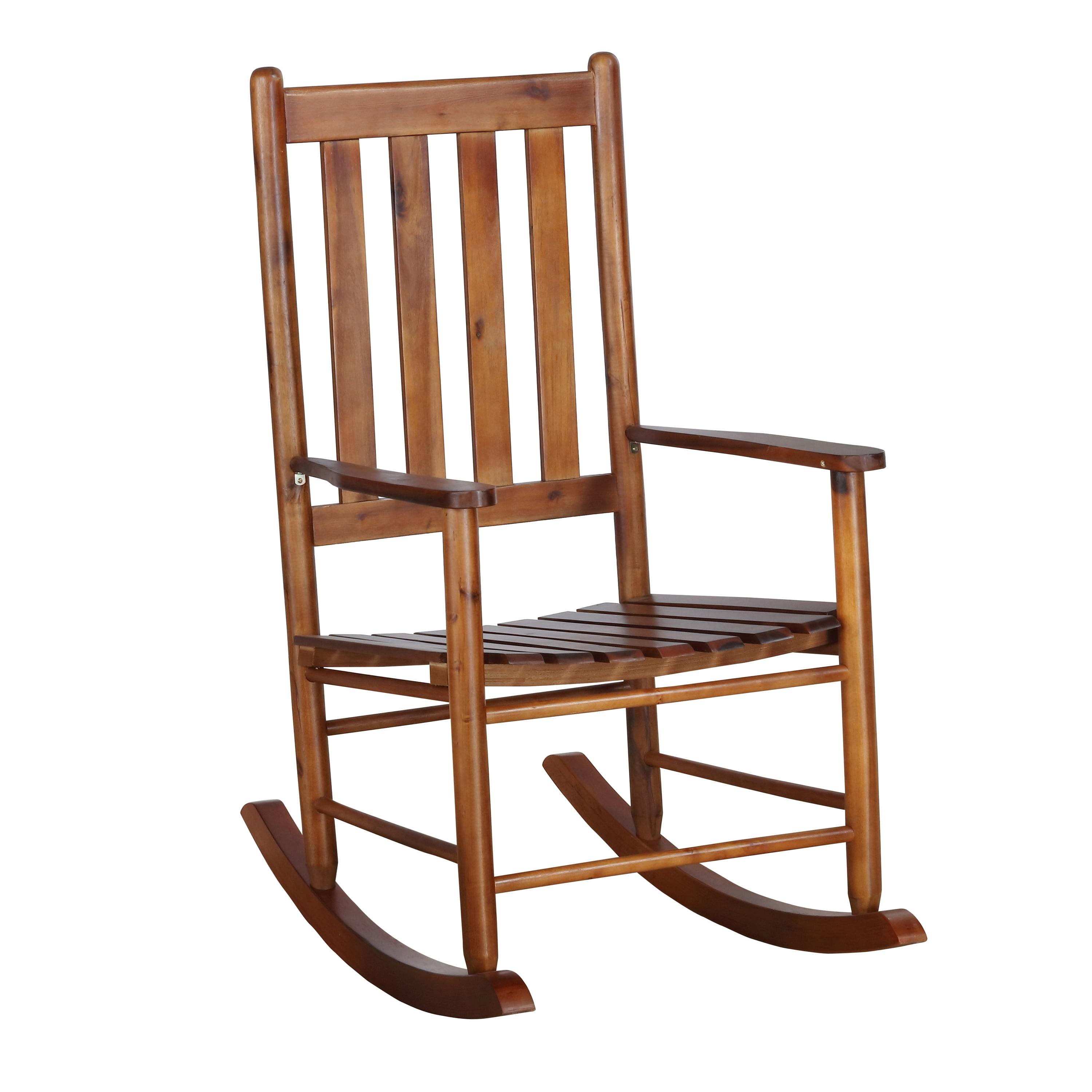 Golden Brown Acacia Wood Traditional Rocking Chair