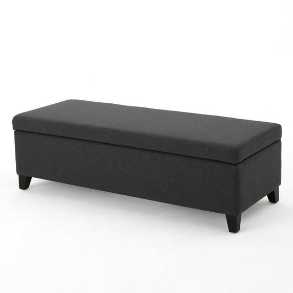 York Storage Ottoman Dark Gray - Christopher Knight Home: Upholstered, Rectangular, No Assembly Required