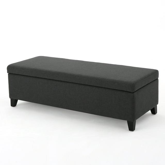 York Storage Ottoman Dark Gray - Christopher Knight Home: Upholstered, Rectangular, No Assembly Required