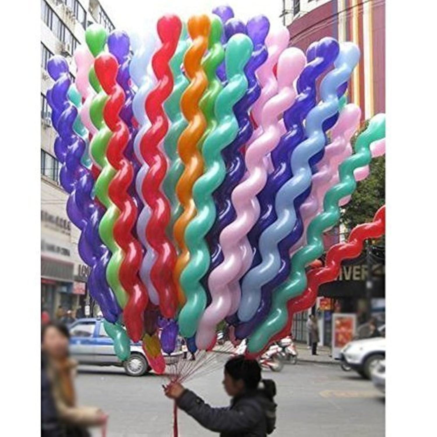 AnnoDeel 100Pcs 40inch Latex STF9 Spiral Balloons, Colorful Unique Twisted Latex Balloon for Birthday Wedding Festival Party Supply Decorations Random Color