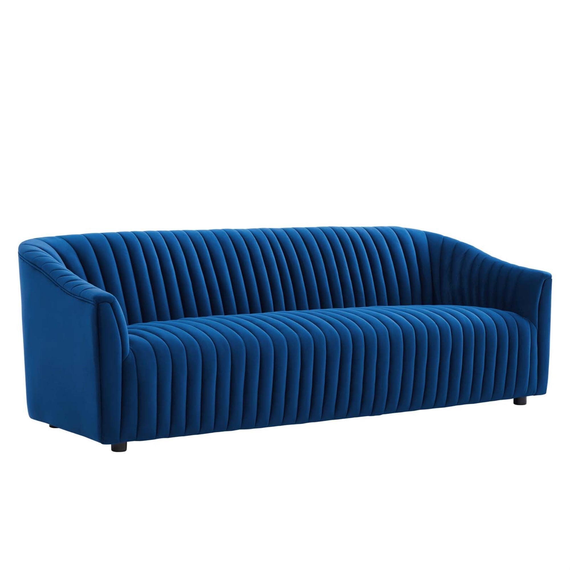 Navy Velvet Tufted 91'' Contemporary Sofa