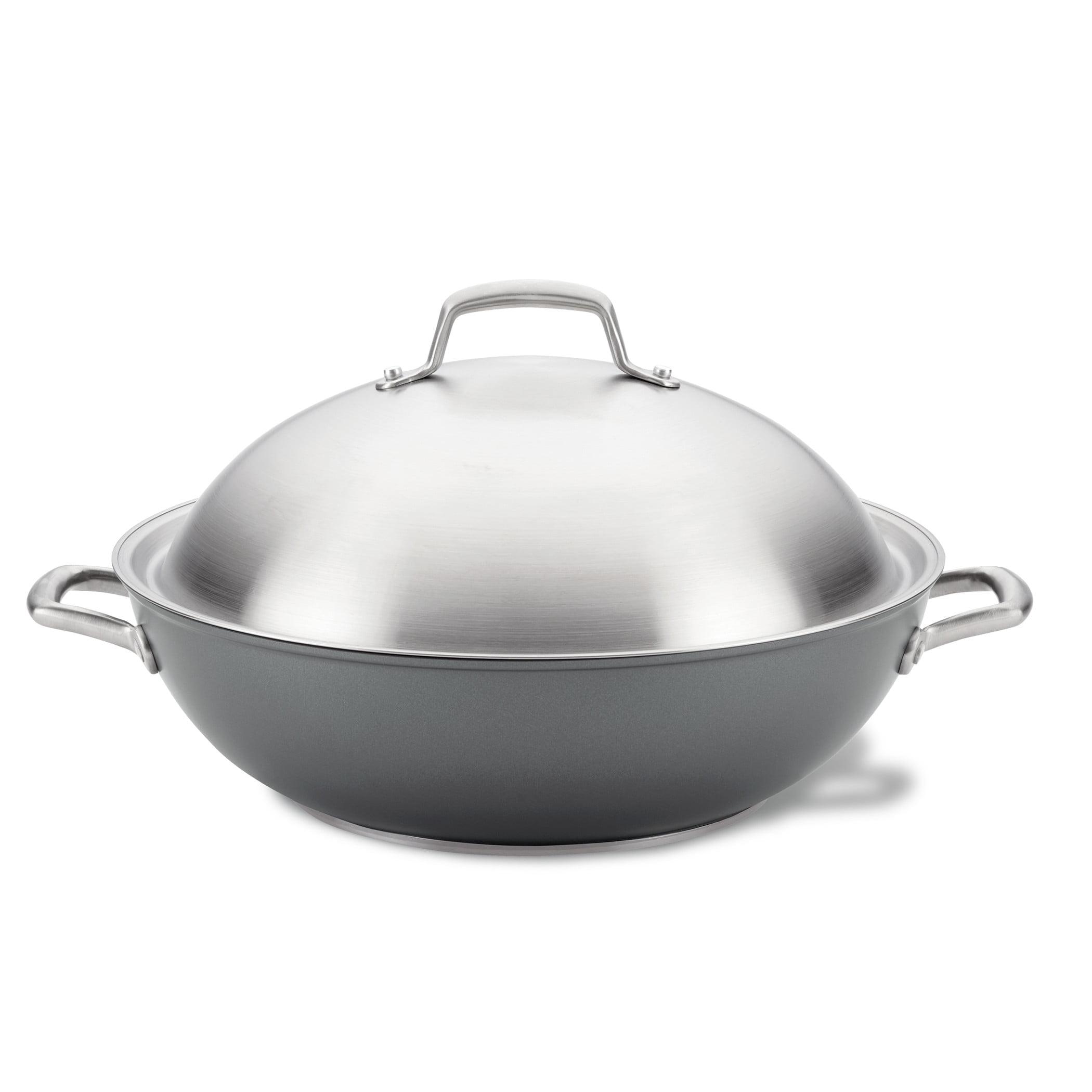 Anolon Accolade Forged Hard Anodized Nonstick Induction Wok With Lid, 13.5 Inch, Moonstone