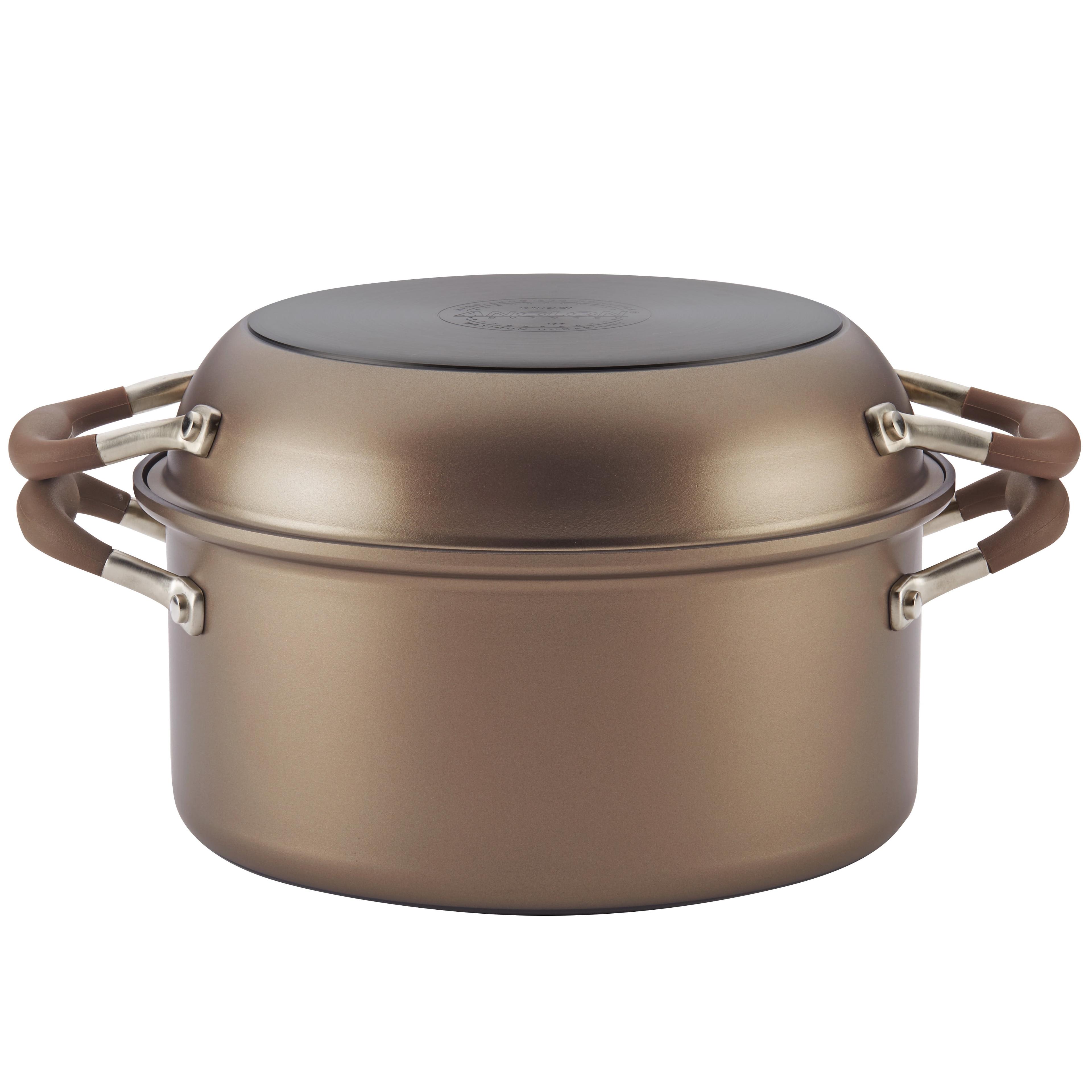 83868 Advanced Hard Anodized Nonstick Stockpot / Dutch Oven with Frying / Skillet Pan - 5 Quart and 11 Inch, Bronze Brown