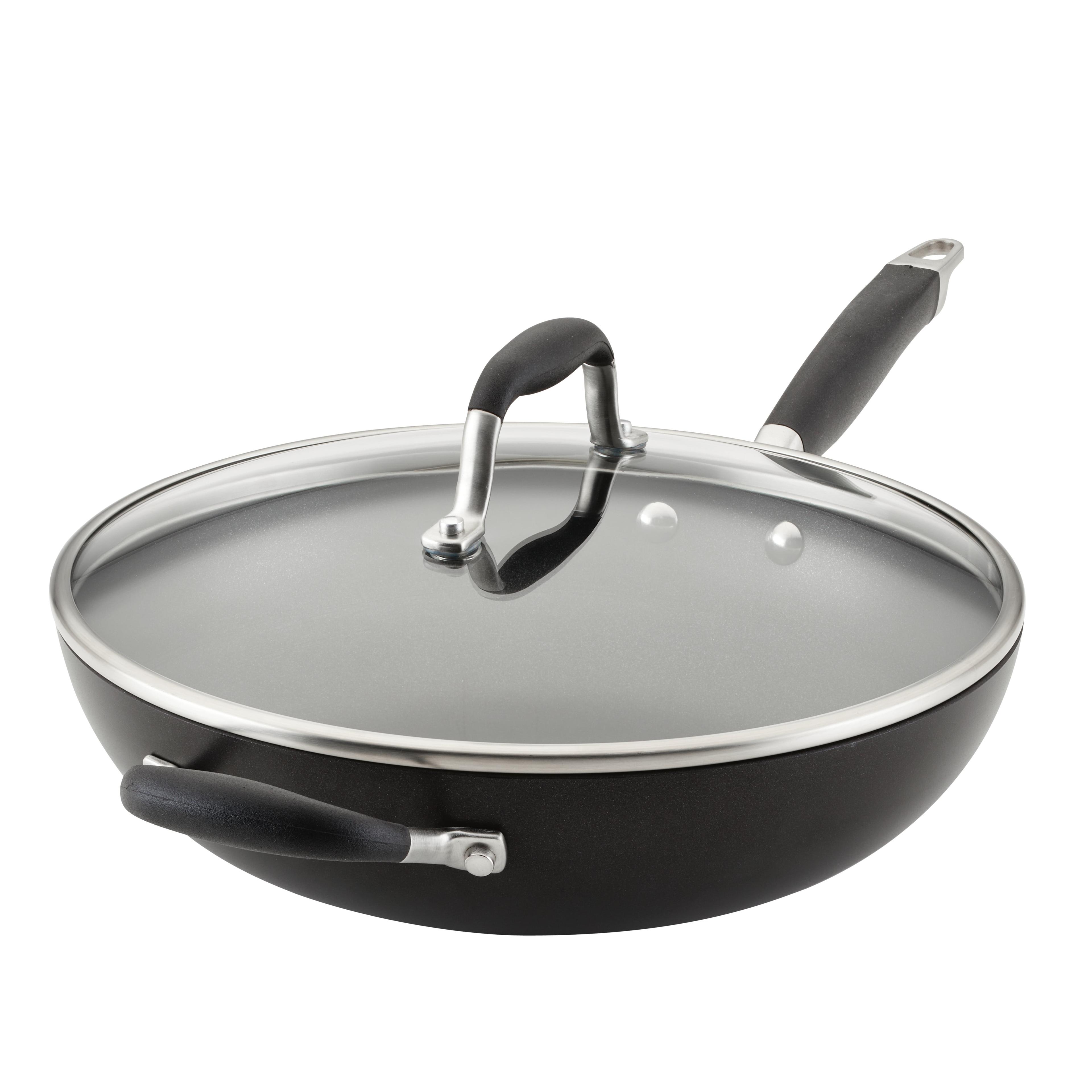 12-Inch Black Aluminum Nonstick Deep Frying Pan with Lid