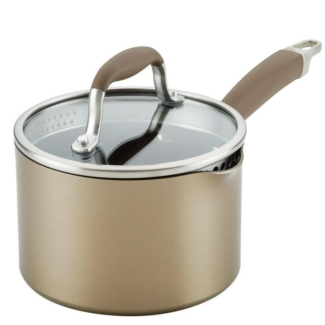 Anolon Anolon Advanced Home Hard Anodized Nonstick Saucepan With Straining Lid, 2 Quart