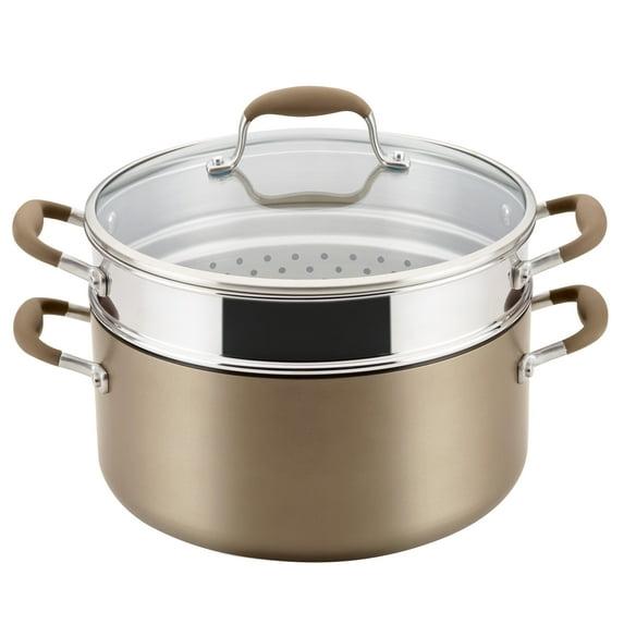 Anolon Anolon Advanced Home Hard Anodized Nonstick Wide Stockpot With Steamer Insert Set, 3-Piece,  8.5-Quart
