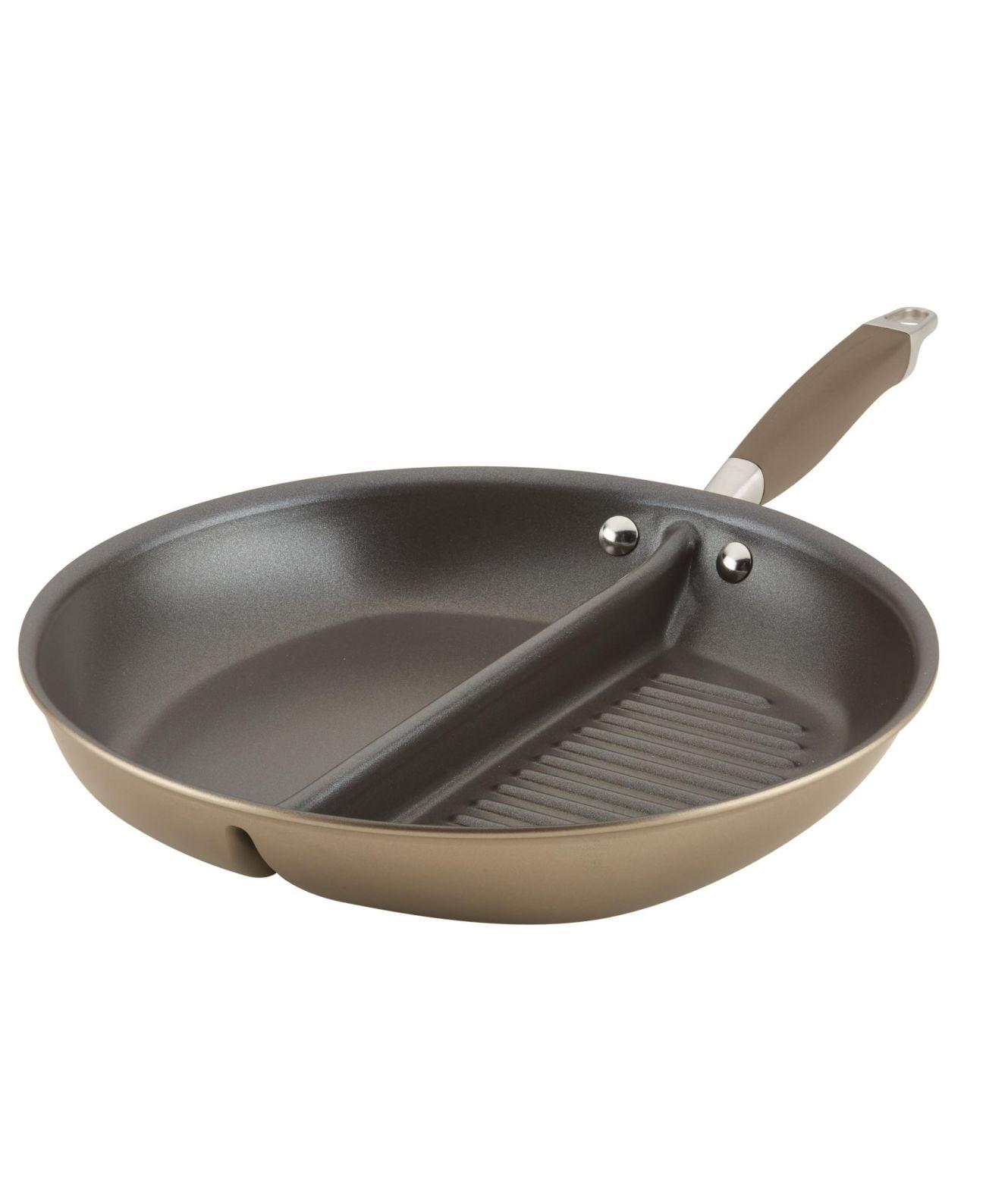 Anolon Advanced Home Hard Anodized Nonstick Divided Grill And Griddle Pan, 12.5 Inch