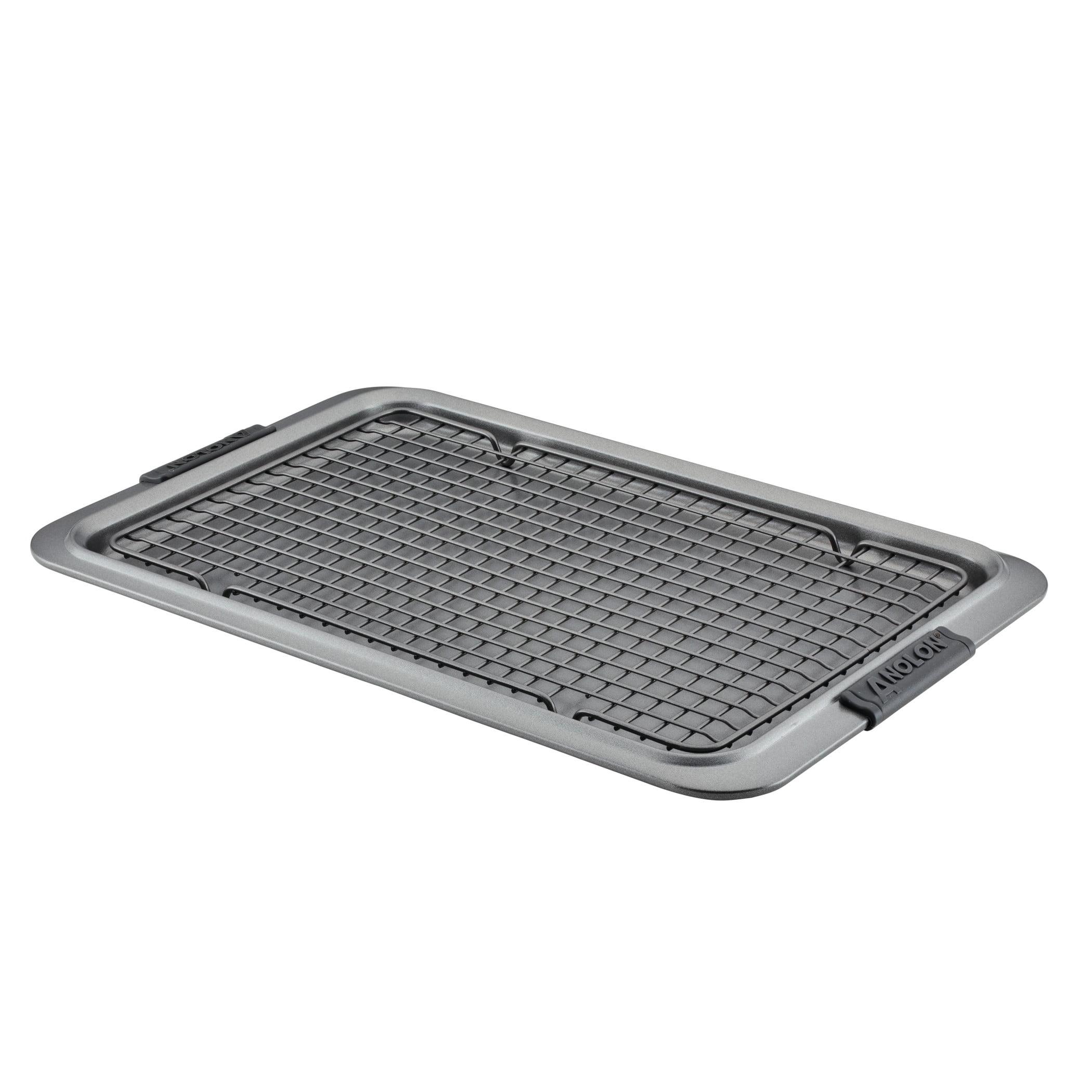 Gray Nonstick Baking Sheet and Cooling Rack Set, 11" x 17"