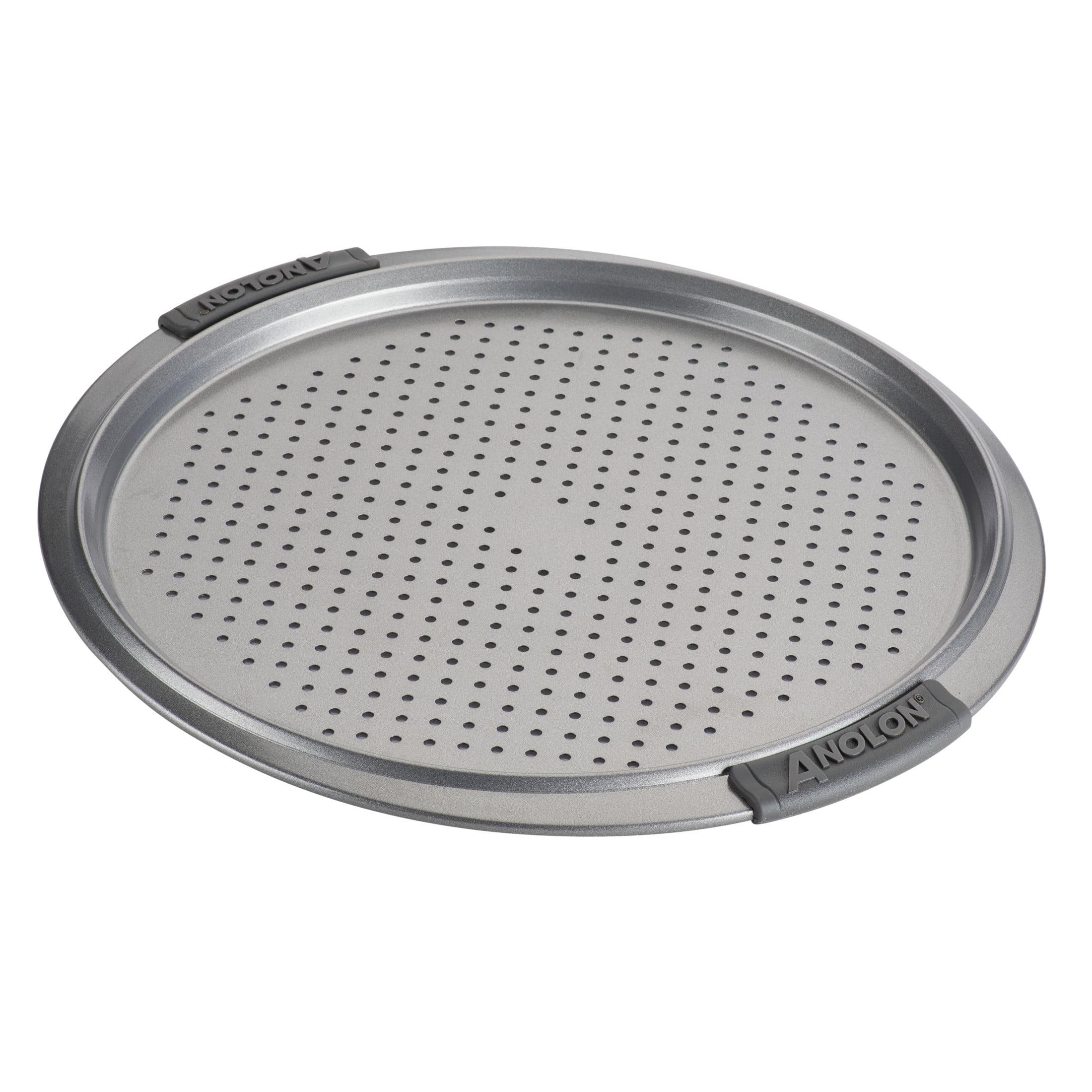 Anolon Advanced Nonstick Bakeware Round Perforated Pizza Pan, 13-Inch, Gray