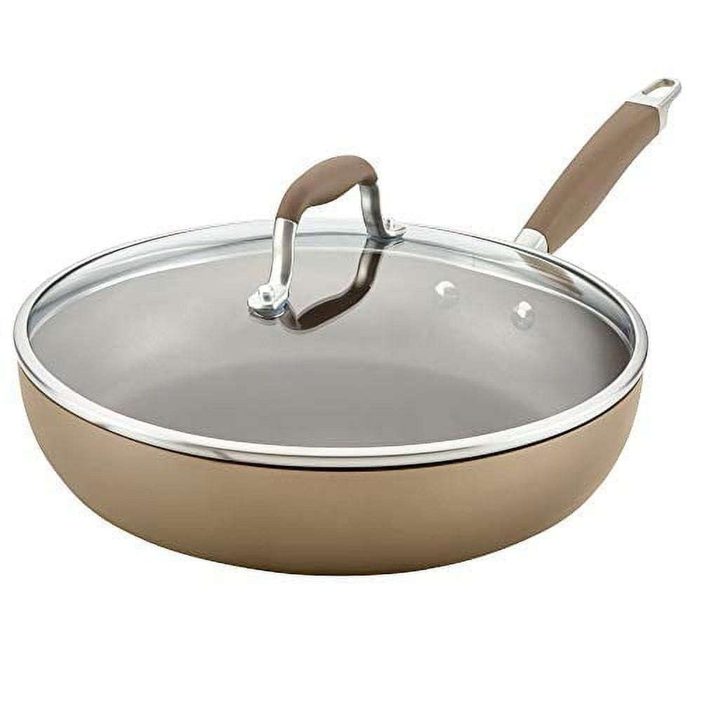 Anolon Advanced Home 12" Hard-Anodized Nonstick Deep Frying Pan with Lid Bronze