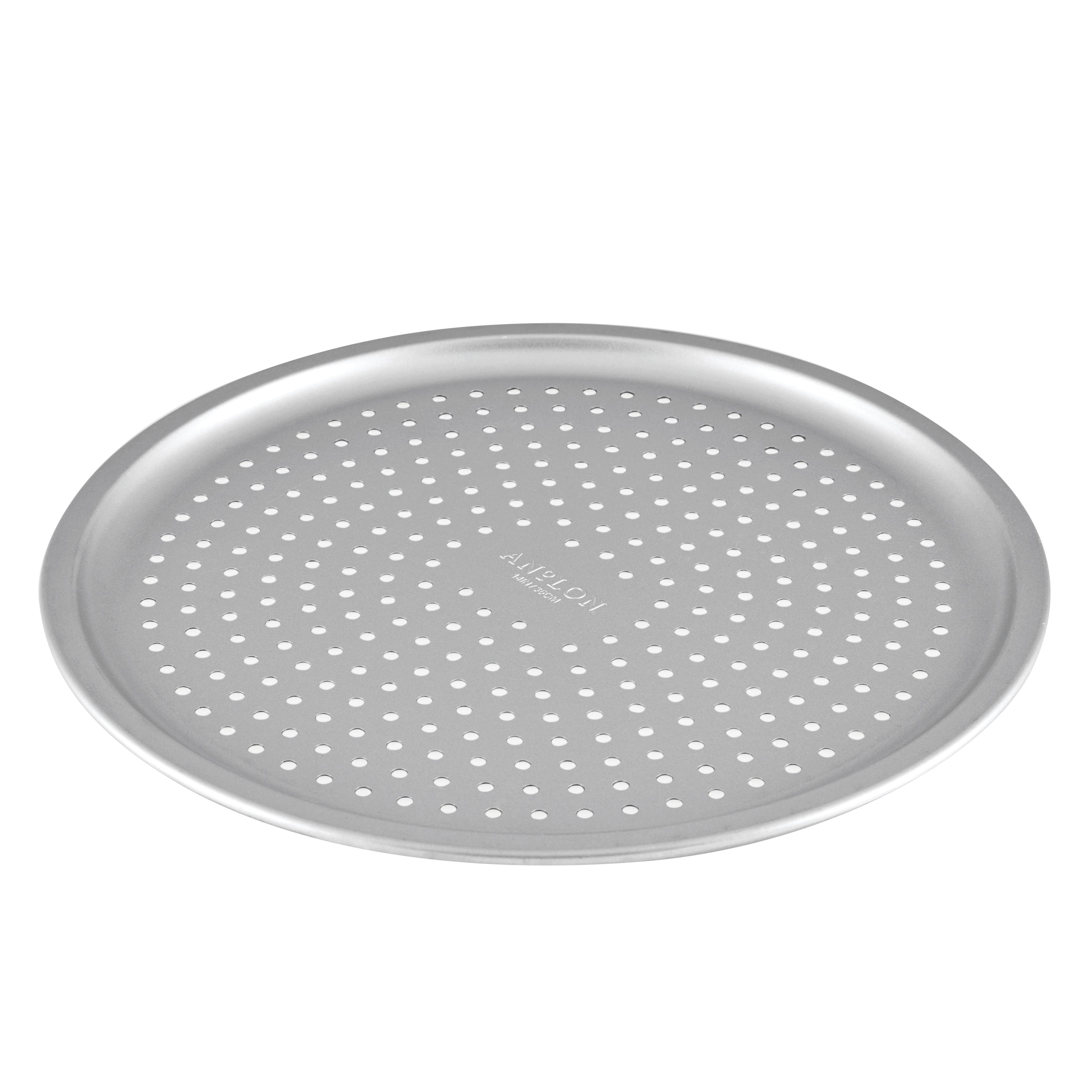 Anolon Pro-Bake Bakeware Aluminized Steel Perforated Pizza Pan, 14-inch, Silver