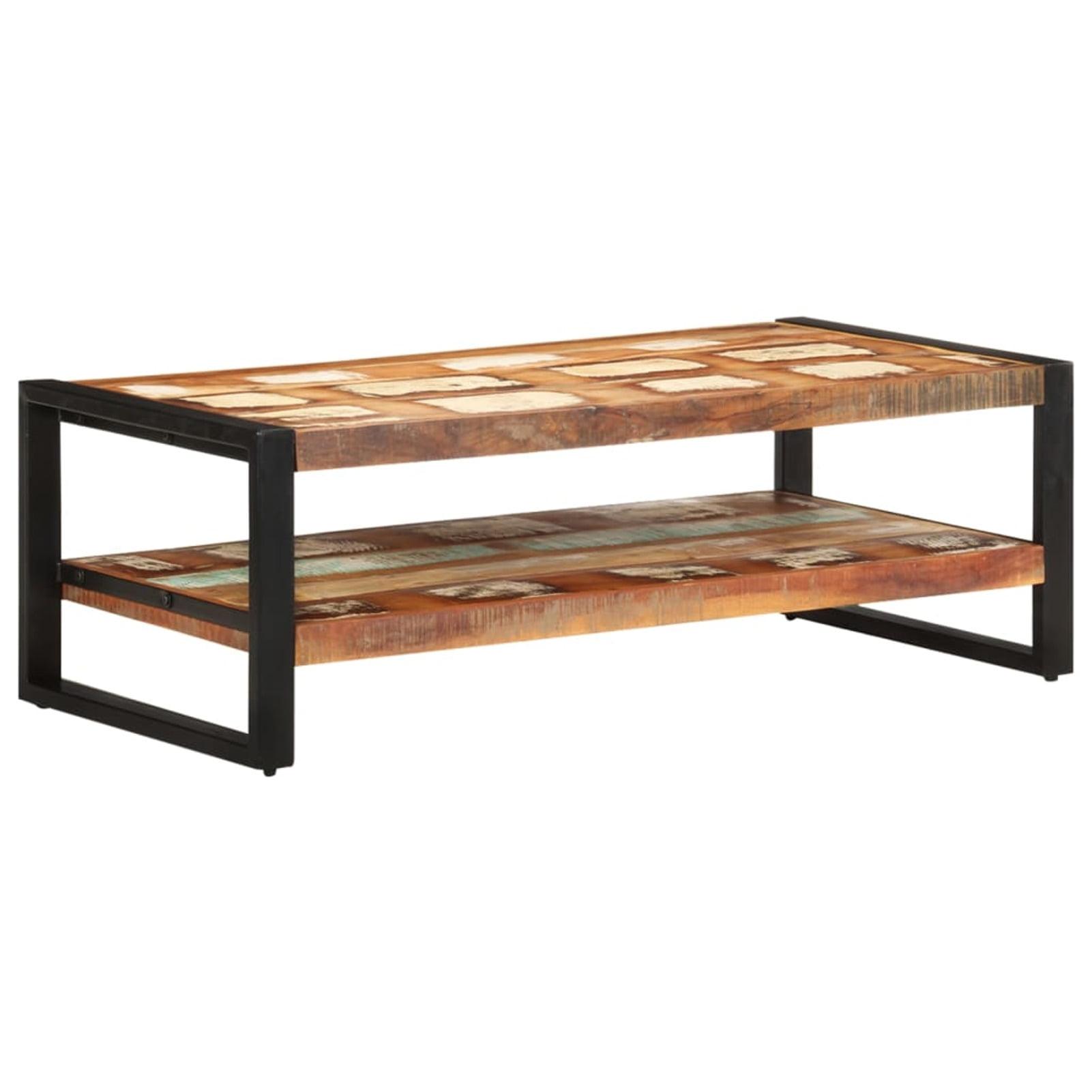 Eco-Friendly Reclaimed Wood Coffee Table with Iron Frame - 47.2"x23.6"