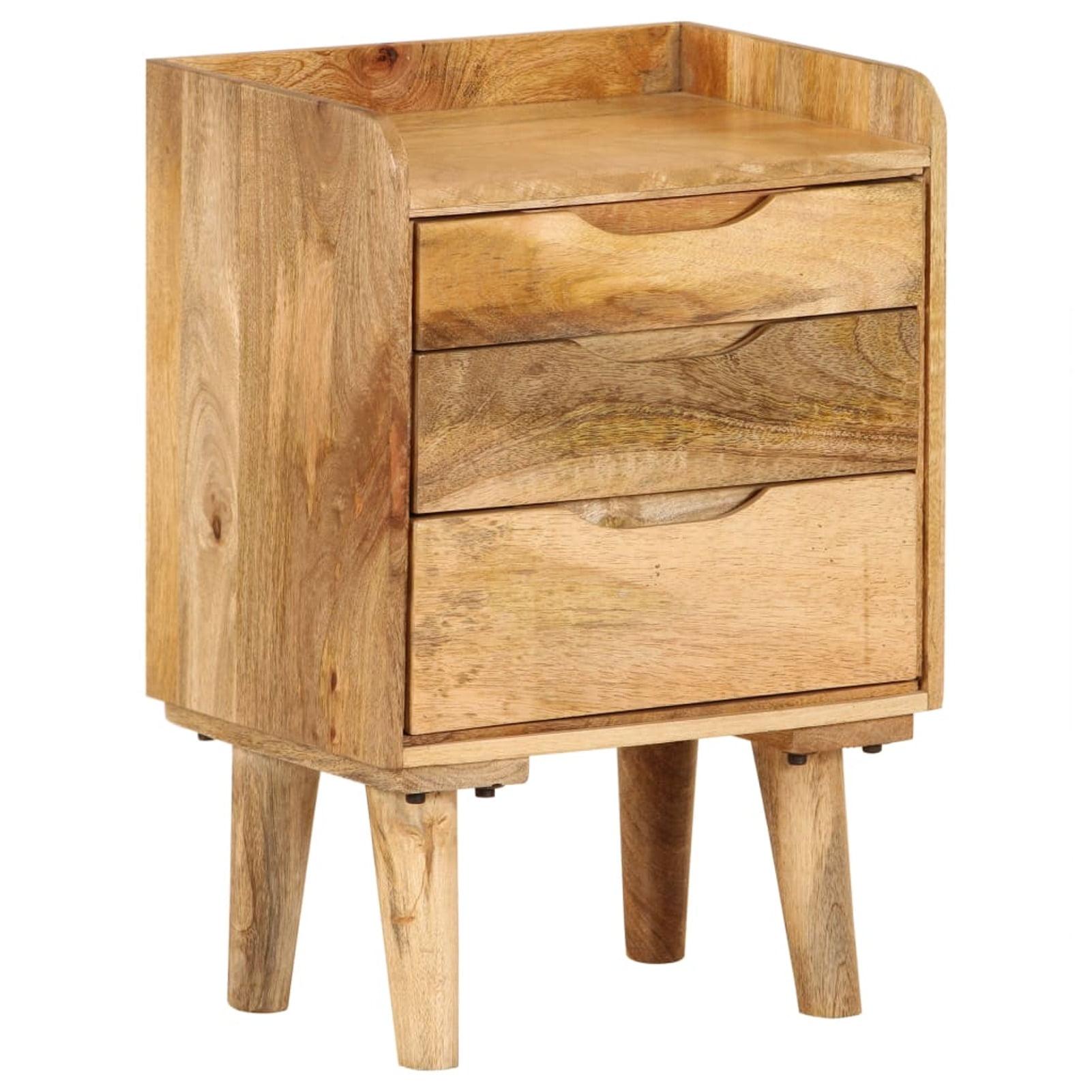 Rustic Mango Wood 3-Drawer Bedside Cabinet 15.7"x11.8"x23.4"