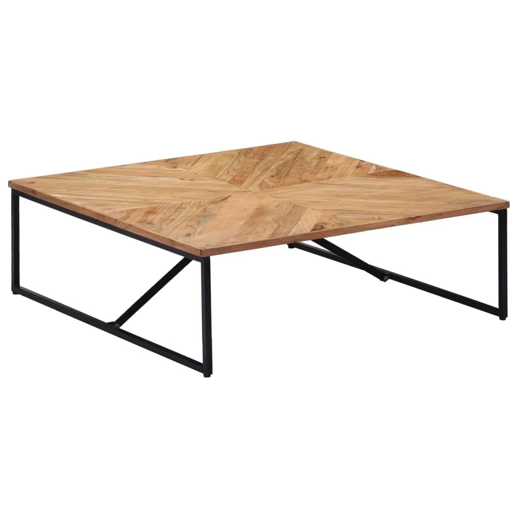 Industrial Square Acacia Wood & Iron Coffee Table in Brown