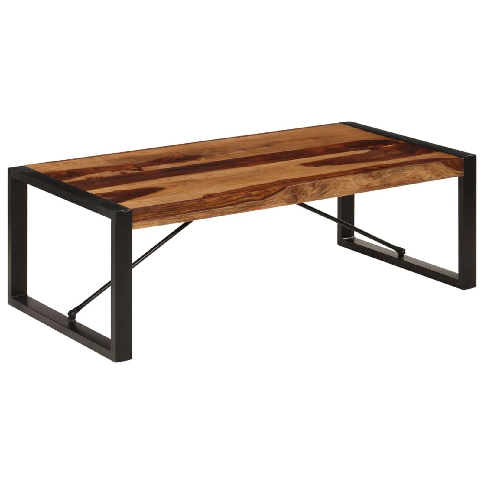 47.2" Sheesham Wood and Steel Industrial Coffee Table