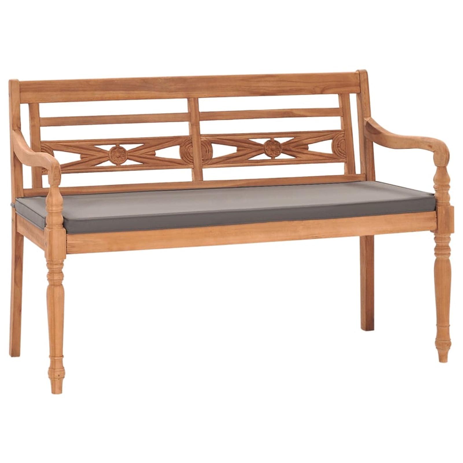 Teakwood Rustic Charm Garden Bench with Dark Gray Cushion