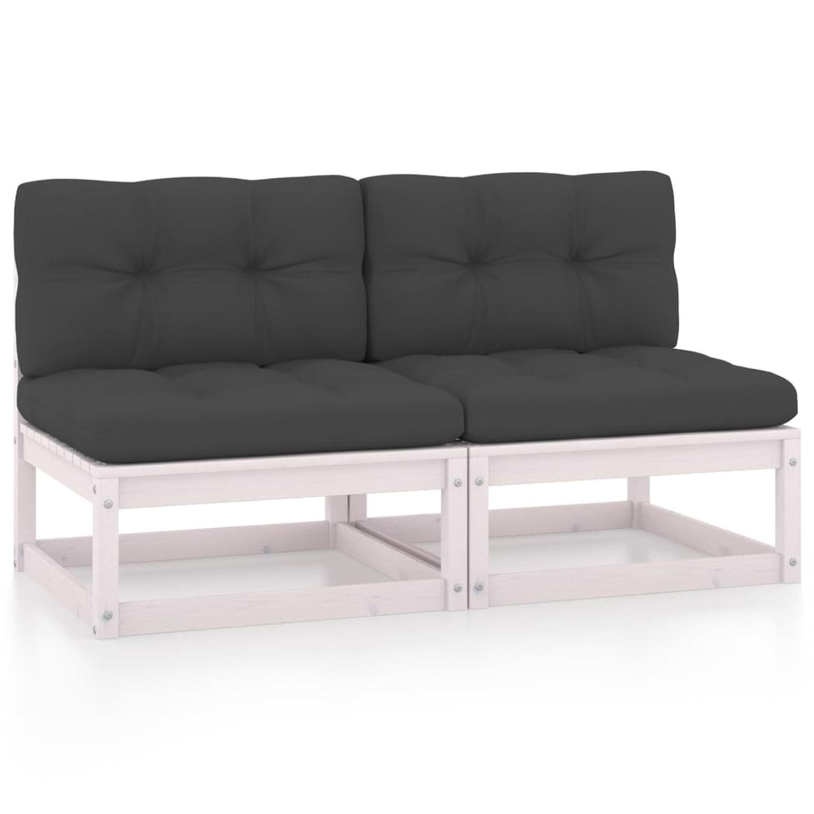 Patio Middle Sofas with Anthracite Cushions Solid Wood Pine