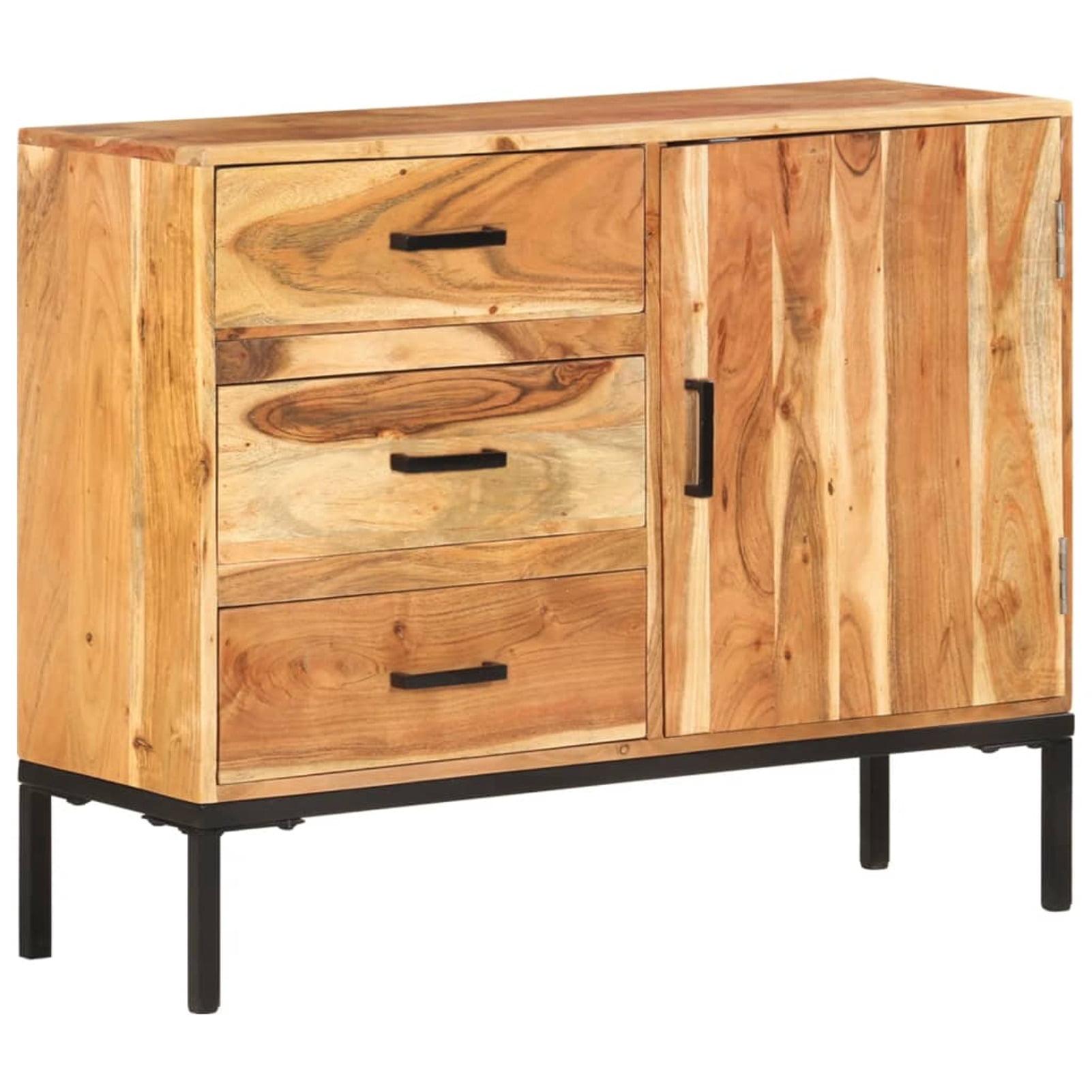 Acacia Wood and Iron Industrial Buffet Sideboard