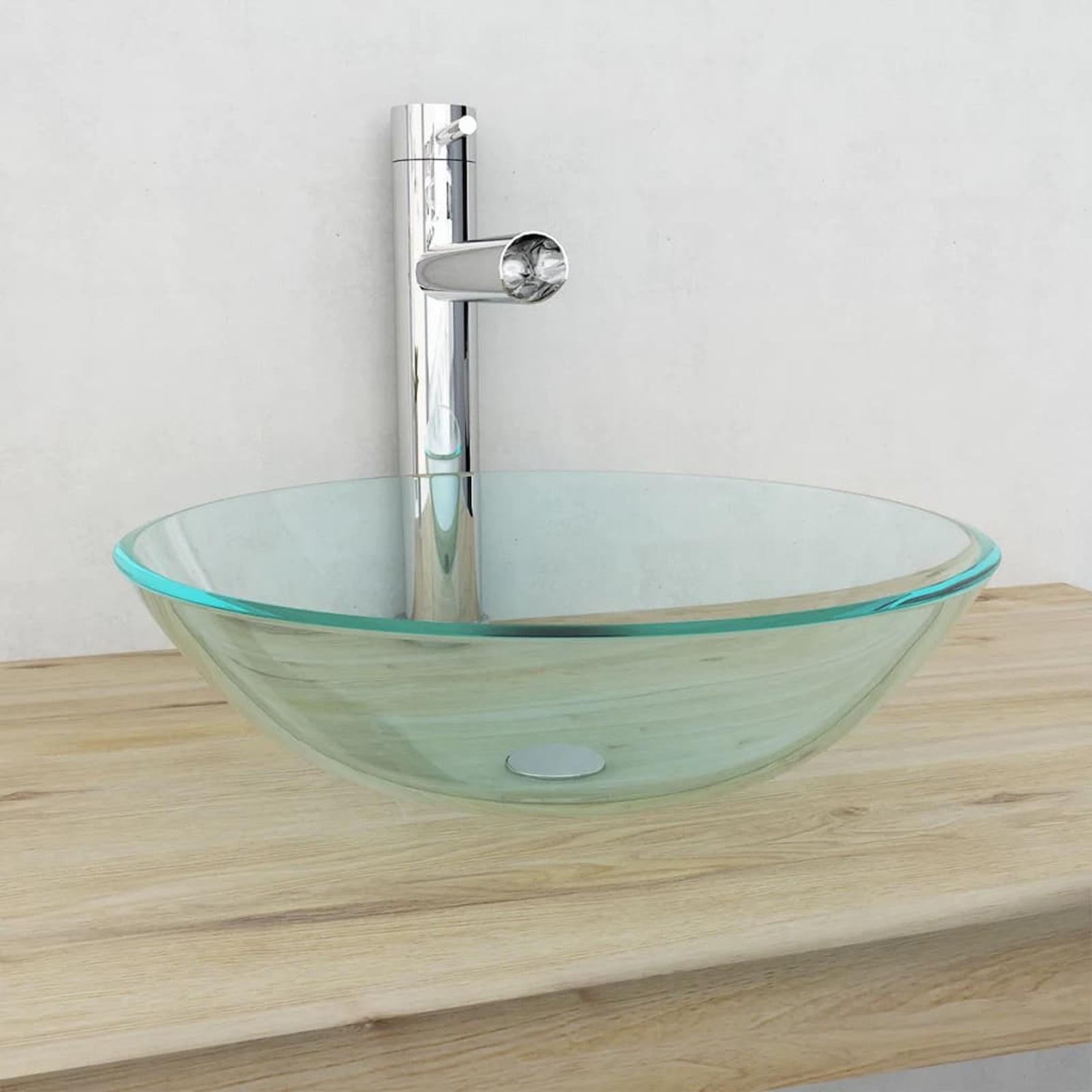 Elegante 16.5'' Transparent Tempered Glass Round Vanity Basin