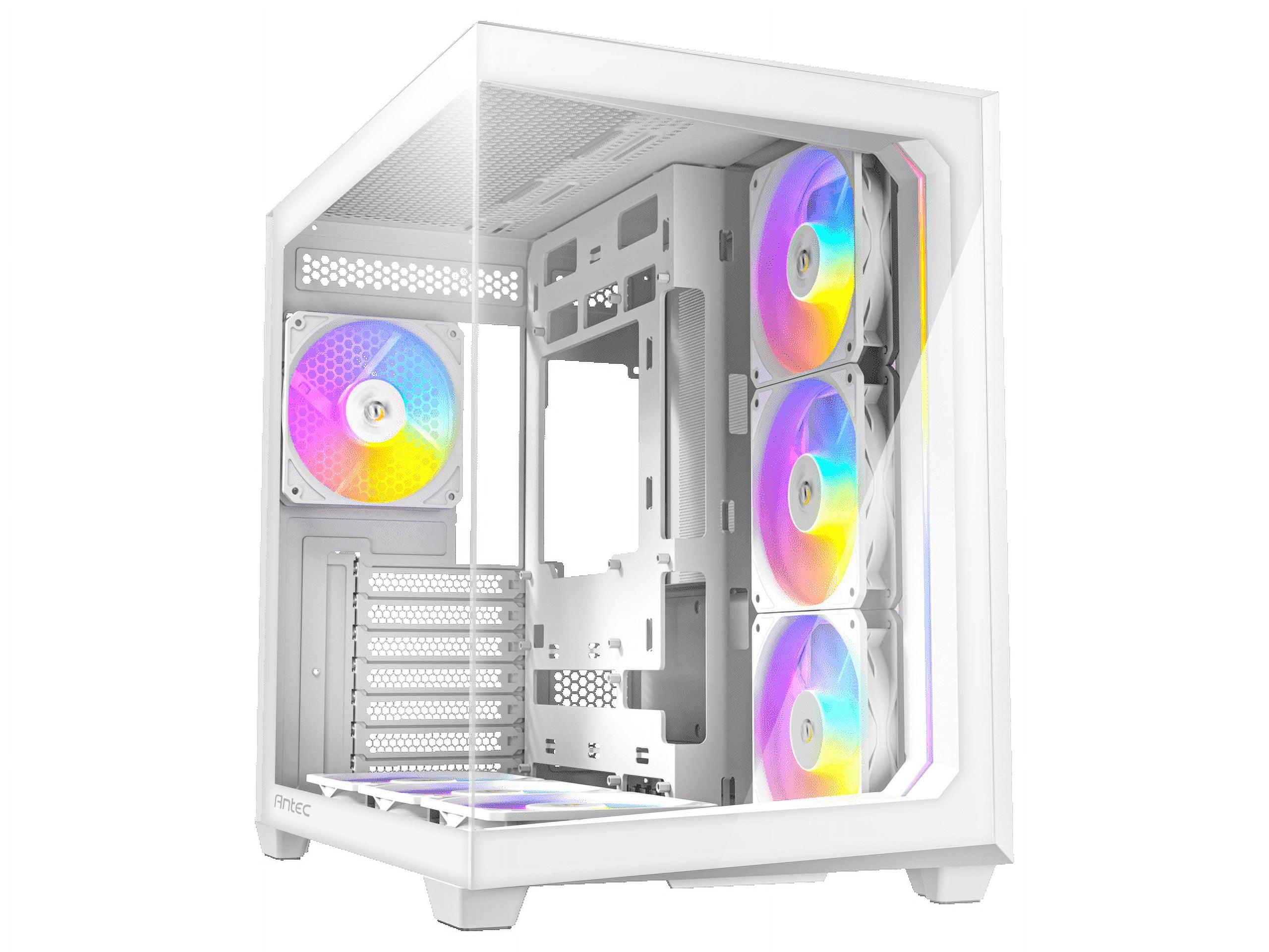 White Mid-Tower Gaming Case with ARGB Fans and Tempered Glass