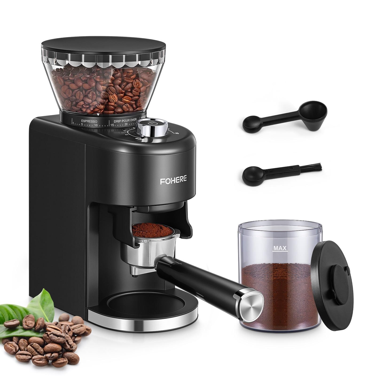 Black Electric Conical Burr Coffee Grinder with Adjustable Grind Settings