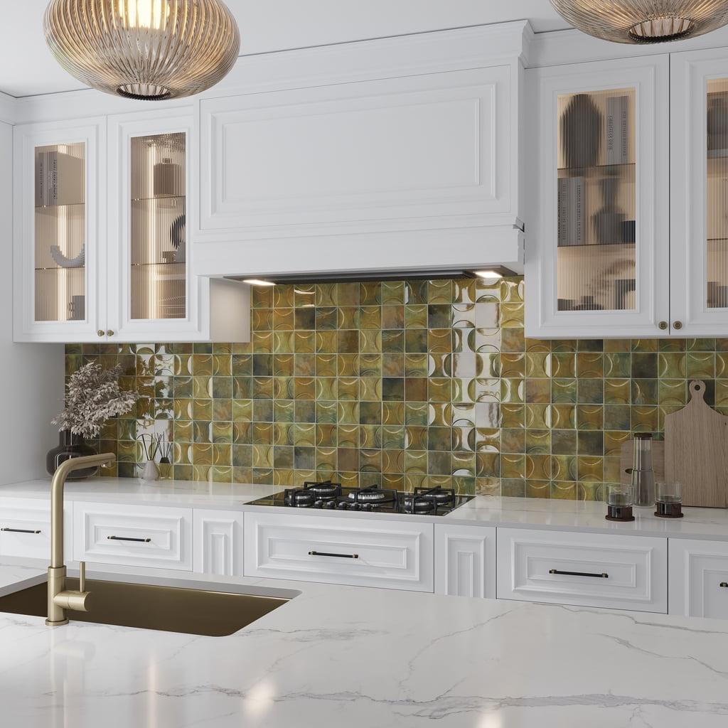 Antiek 3.94 in. x 3.94 in. Glossy Ceramic Square Deco Wall Tile (6.68 sq. ft./case) (60-pack)