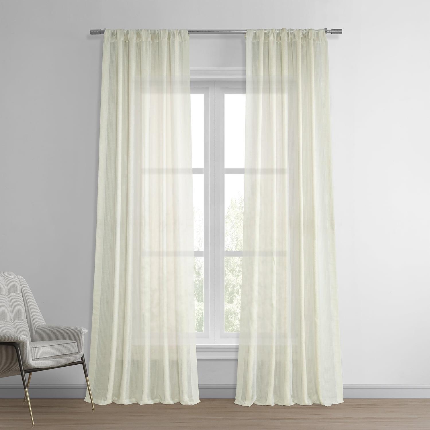 Antigua Off White Linen Blend Sheer Curtain Panel 50" x 84"