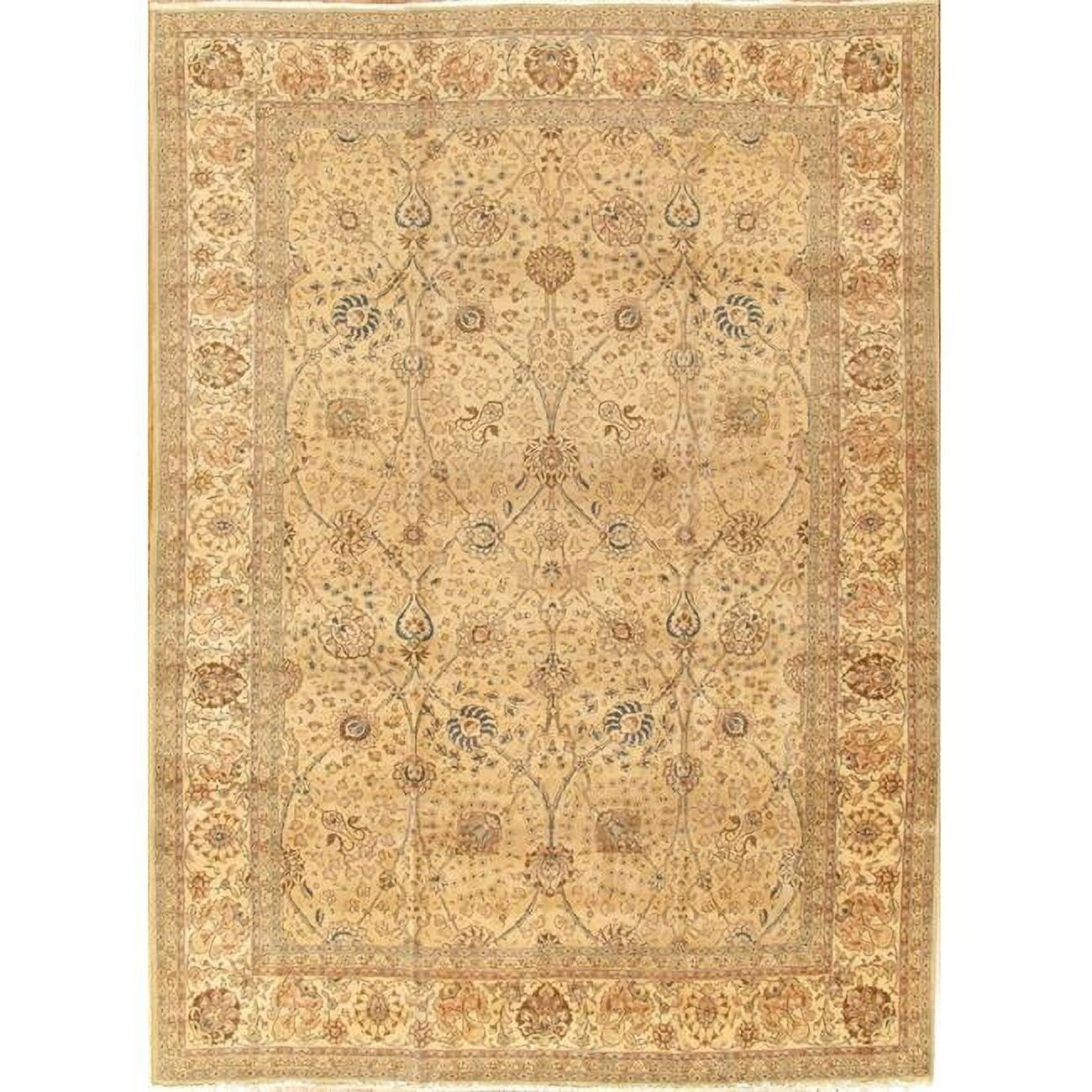 Antique Baku Peach Lamb's Wool 9'6" X 13'5" Hand-Knotted Area Rug