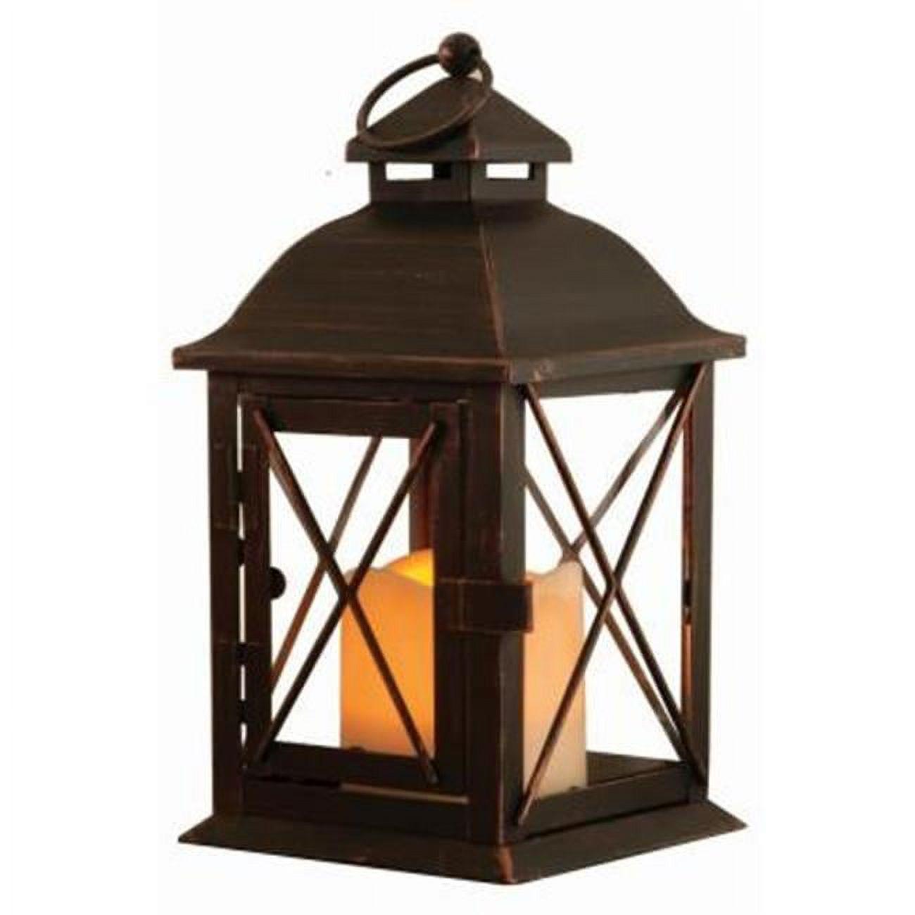 Antique Bronze Aversa 10" LED Candle Lantern with Timer