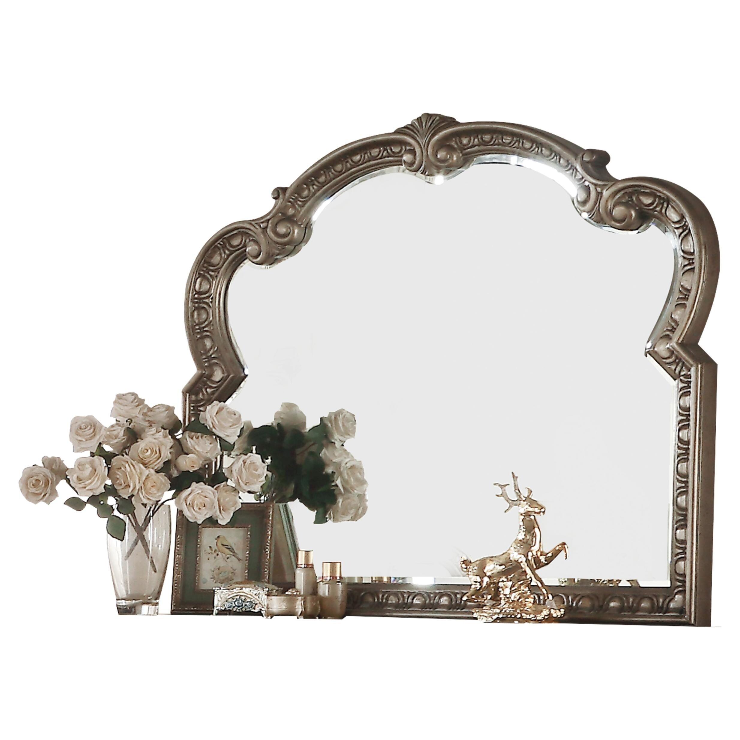 Antique Champagne Finish Baroque Style Wall Mirror - Black