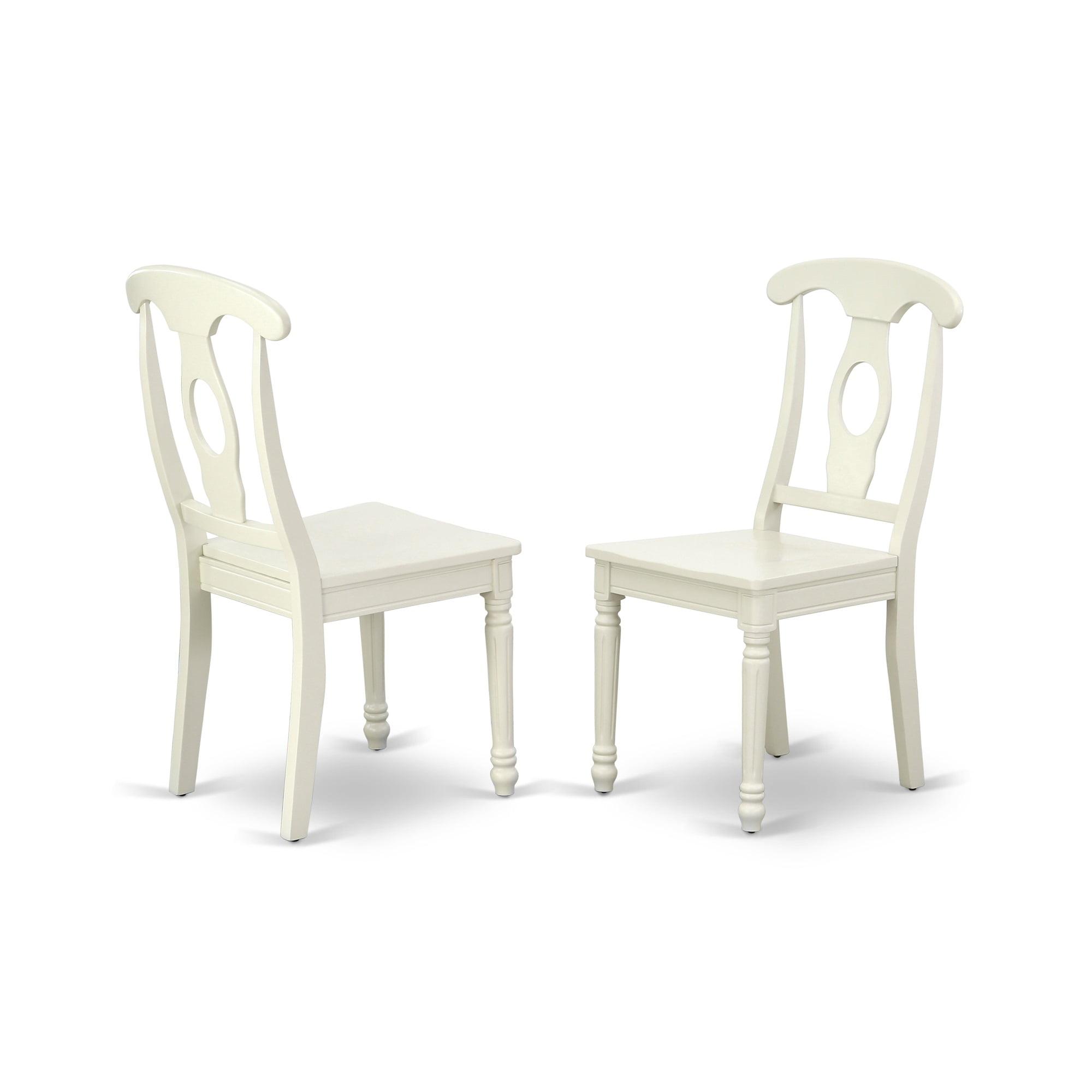 Linen White High Back Wooden Dining Chairs, Set of 2