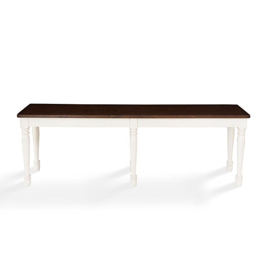 Shelby 57.75" White and Dark Brown Wood Dining Bench