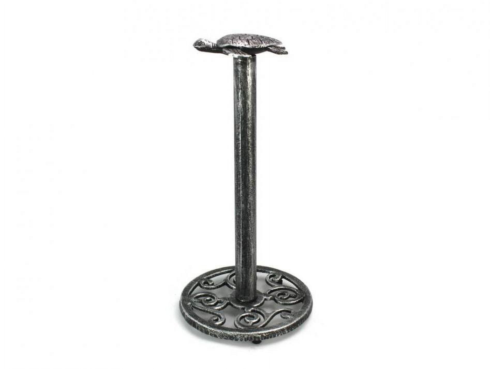 Antique Silver Cast Iron Sea Turtle Extra Toilet Paper Stand 13 in