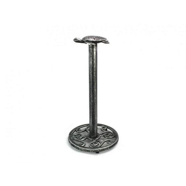 Antique Silver Cast Iron Sea Turtle Extra Toilet Paper Stand 13 in