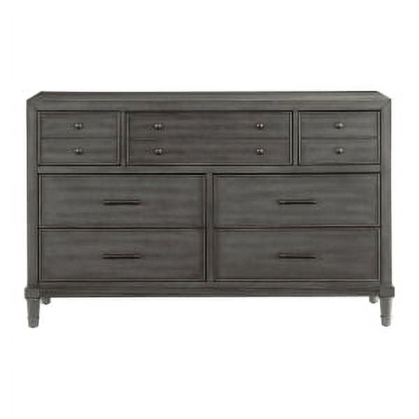 Gray 7-Drawer Chest Dresser with Dark Bronze Hardware