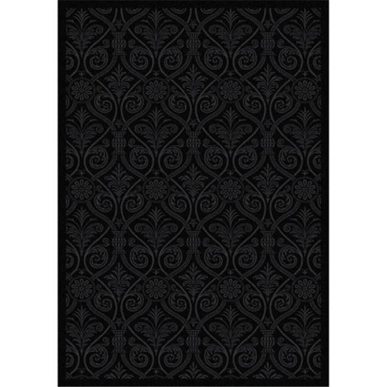 Any Day Matinee Damascus Rectangle Theater Area Rugs  01 Black - 3 ft. 10 in. x 5 ft. 4 in.