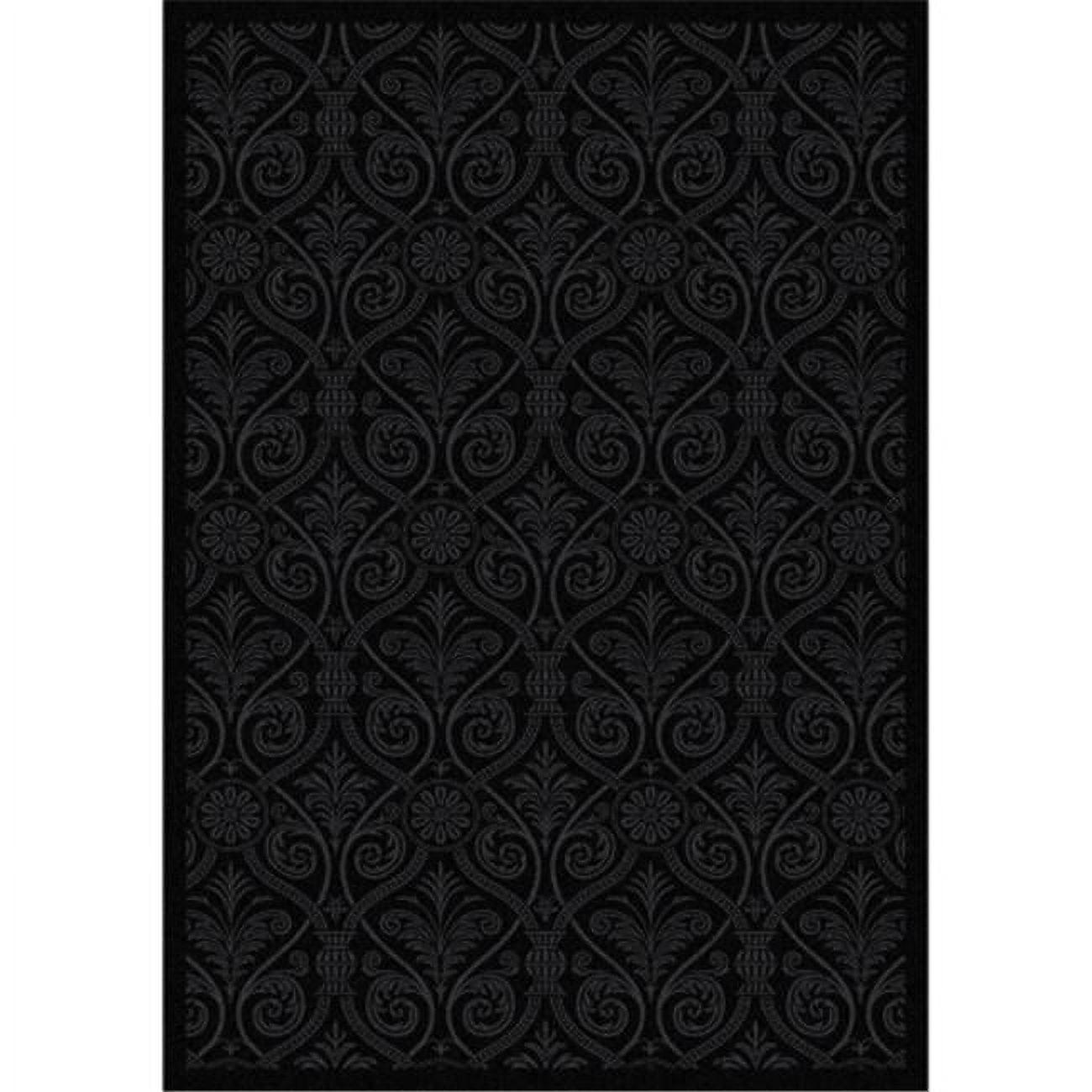 Joy Carpets  Any Day Matinee Damascus Rectangle Theater Area Rugs 01 Black - 3 ft. 10 in. x 5 ft. 4 in.