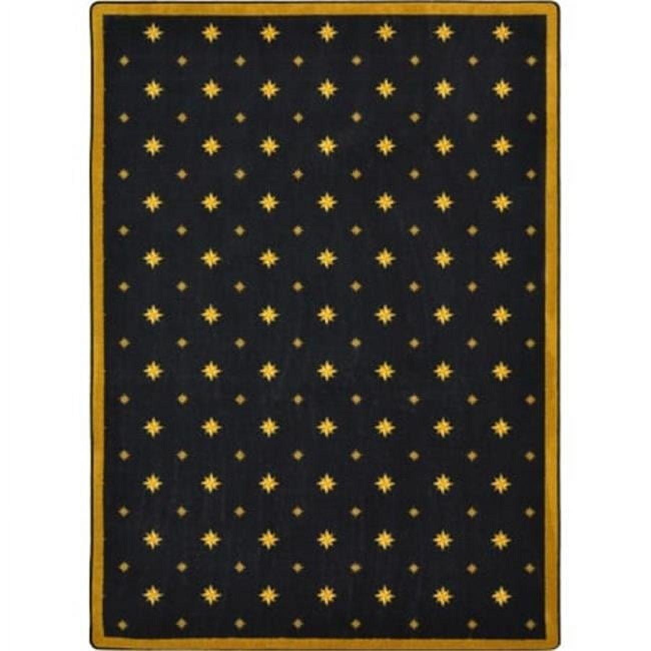 Black and Golden Star Pattern Rectangular Nylon Rug