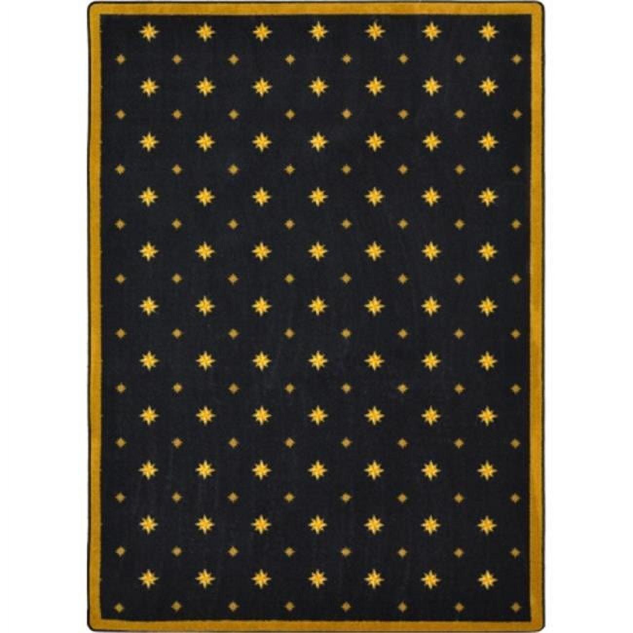 Black and Golden Star Pattern Rectangular Nylon Rug