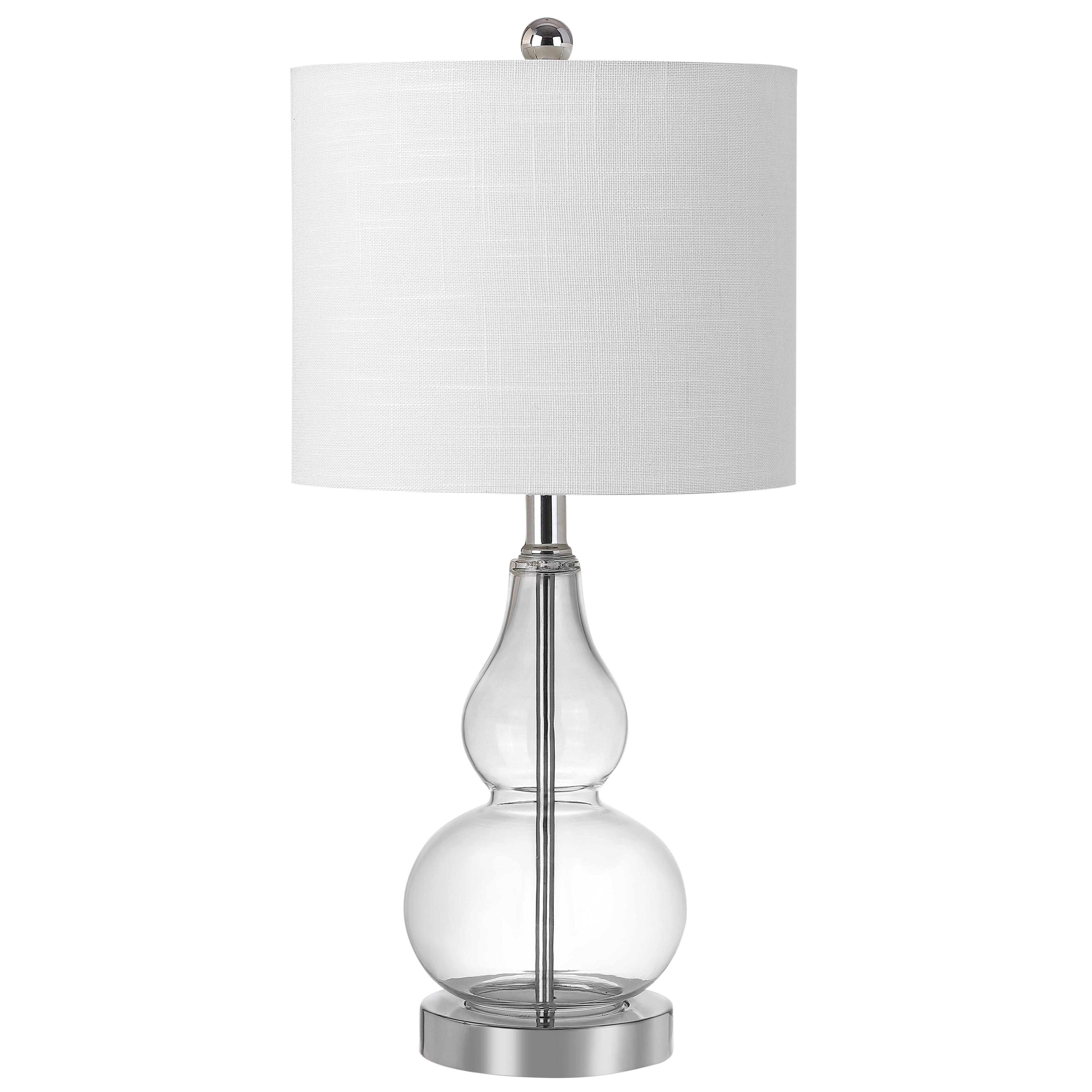 Anya 20.5" Clear Glass Mini LED Table Lamp with White Linen Shade