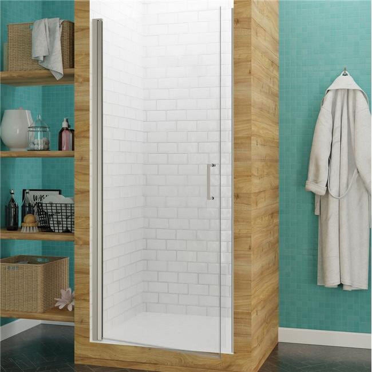 Lancer Series Brushed Nickel Semi-Frameless Shower Door with Tsunami Guard