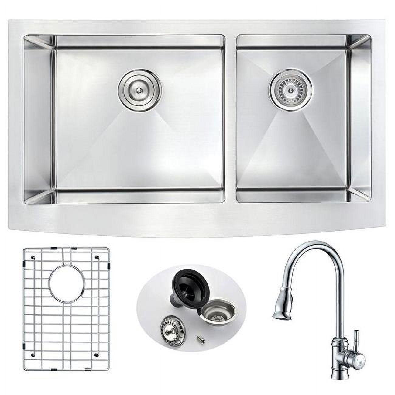 Elysian 33" Stainless Steel Double Bowl Farmhouse Sink with Faucet