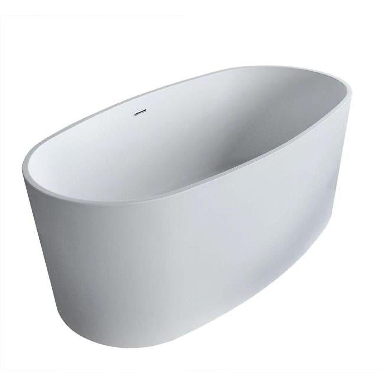 Roccia 61.4'' White Solid Surface Freestanding Bathtub